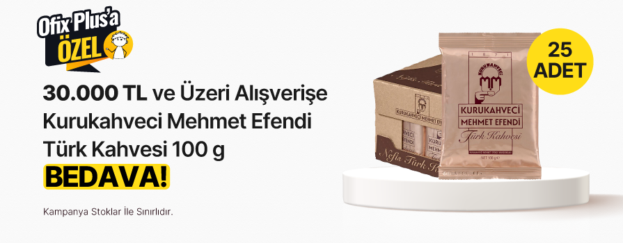 30.000 TL ve Üzeri Alışverişe Kurukahveci Mehmet Efendi Türk Kahvesi 100 g x 25 Adet BEDAVA!