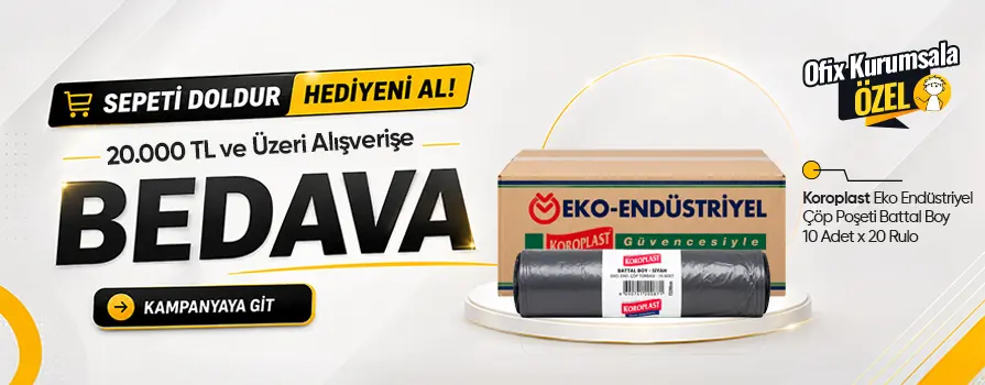 20.000 TL ve Üzeri Alışverişinize Koroplast Eko Endüstriyel Çöp Poşeti Battal Boy 20 Rulo BEDAVA!