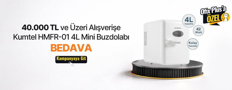 40.000 TL ve Üzeri Alışverişinize Kumtel HMFR-01 4L Beyaz Mini Buzdolabı BEDAVA!