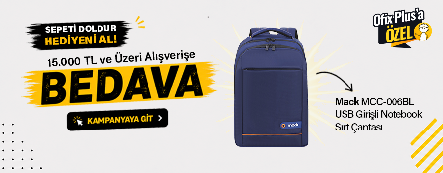15.000 TL ve Üzeri Alışverişinize USB Girişli Notebook Lacivert Sırt Çantası BEDAVA!