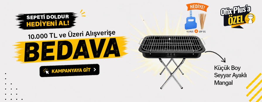 10.000 TL ve Üzeri Alışverişinize Küçük Boy Seyyar Ayaklı Mangal BEDAVA!