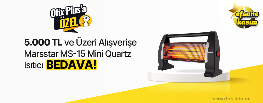5.000 TL ve Üzeri Alışverişe Marsstar MS-15 Mini Quartz Isıtıcı 1500 W - Siyah BEDAVA!	