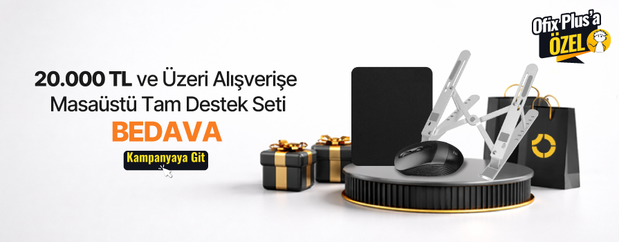 20.000 TL ve Üzeri Alışverişe Masaüstü Tam Destek Seti - Mouse Pad - Mouse - Notebook Standı BEDAVA!
