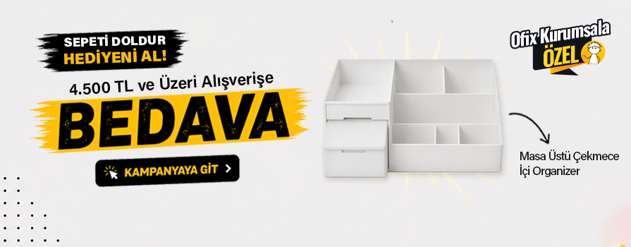 4.500 TL ve Üzeri Alışverişinize Masa Üstü Çekmece İçi Organizer BEDAVA!