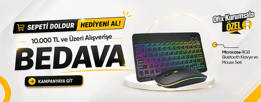 10.000 TL ve Üzeri Alışverişinize RGB Bluetooth Klavye ve Mouse Seti BEDAVA!