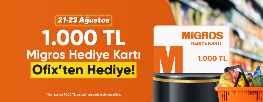 21-23 Ağustos Tarihlerinde 7.500 TL ve Üzeri Alışverişlerde 1.000 TL MİGROS HEDİYE ÇEKİ BEDAVA!