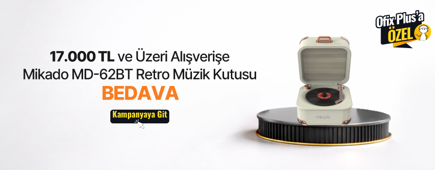 17.000 TL ve Üzeri Alışverişinize Mikado MD-62BT 5W 1200mAh Yeşil TF Kart + Bluetooth Destekli Klasik Retro Müzik Kutusu BEDAVA!