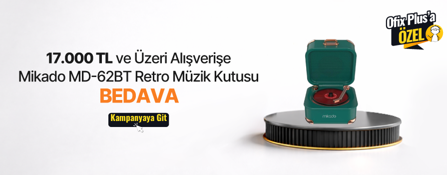 17.000 TL ve Üzeri Alışverişinize Mikado MD-62BT 5W 1200mAh Yeşil TF Kart + Bluetooth Destekli Klasik Retro Müzik Kutusu BEDAVA!