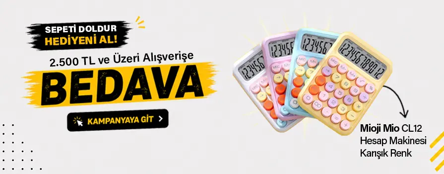 2.500 TL ve Üzeri Alışverişinize Mioji Mio Mekanik Tuşlu 12 Haneli 4 Fonksiyonlu Hesap Makinesi BEDAVA!