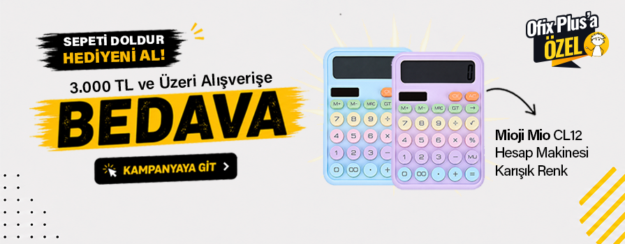 2.500 TL ve Üzeri Alışverişinize Mioji Mio Mekanik Tuşlu 12 Haneli 4 Fonksiyonlu Hesap Makinesi BEDAVA!