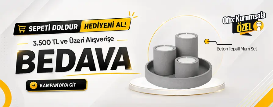 3.500 TL ve Üzeri Alışverişinize Beton Tepsili Mum Set BEDAVA!