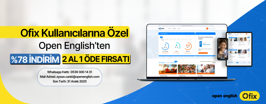 Ofix Kullanıcılarına Özel Open English'ten %78 İNDİRİM 2 AL 1 ÖDE FIRSATI !