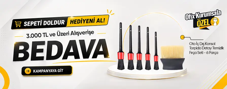 3.000 TL ve Üzeri Alışverişinize Oto İç Dış Konsol Torpido Detay Temizlik Fırça Seti - 6 Parça BEDAVA!