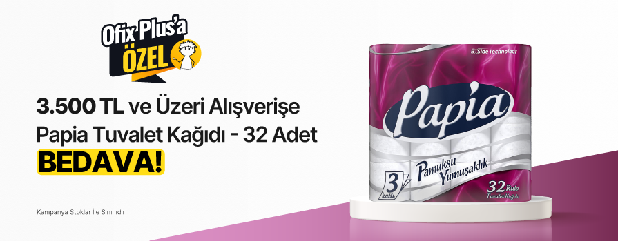 3.500 TL ve Üzeri Alışverişe Papia Tuvalet Kağıdı Üç Katlı 150 Yaprak 18.45 m - 32 Adet BEDAVA!