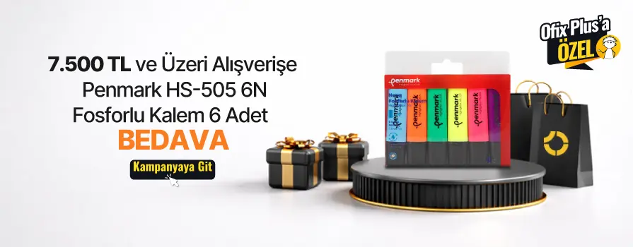 5.000 TL ve Üzeri Alışverişe Penmark HS-505 6N Fosforlu Kalem 6 Adet - Karışık Renk BEDAVA!