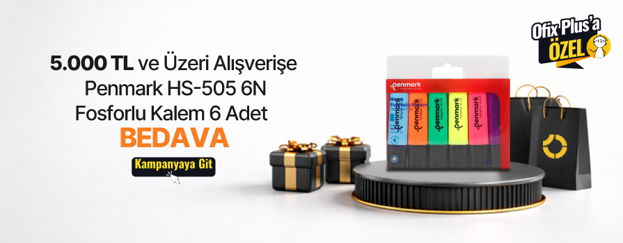 5.000 TL ve Üzeri Alışverişe Penmark HS-505 6N Fosforlu Kalem 6 Adet - Karışık Renk BEDAVA!