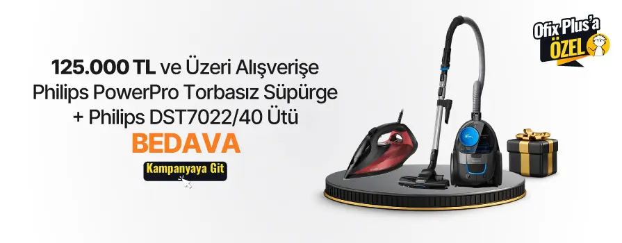 125.000 TL ve Üzeri Alışverişe Philips PowerPro Torbasız Süpürge + Philips Ütü BEDAVA!