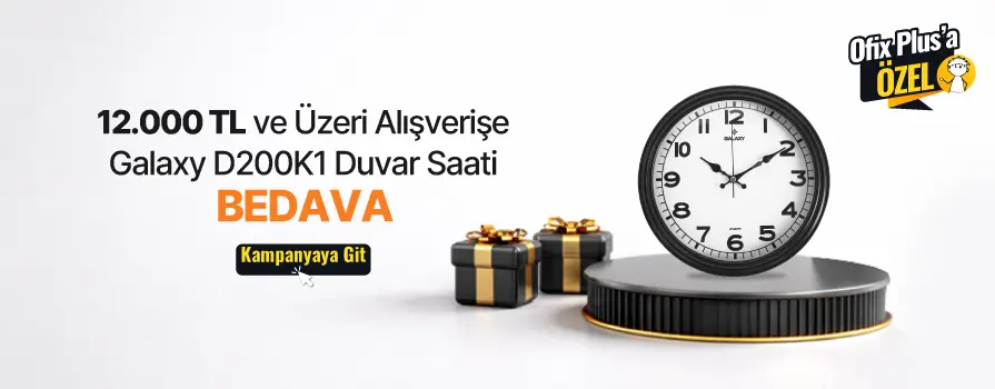 12.000 TL ve Üzeri Alışverişe Galaxy  Duvar Saati ABS Çerçeve - Siyah BEDAVA!