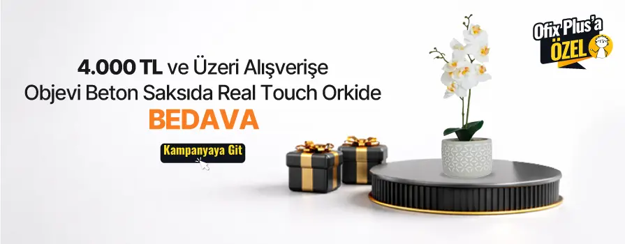 4.000 TL ve Üzeri Alışverişe Objevi Beton Saksıda Real Touch Orkide 12 x 35 cm - Beyaz BEDAVA!