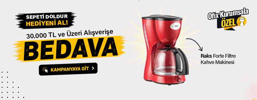 30.000 TL ve Üzeri Alışverişinize Raks Forte Filtre Kahve Makinesi BEDAVA!