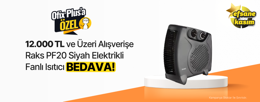 8.000 TL ve Üzeri Alışverişe Raks PF20 Siyah Elektrikli Fanlı Isıtıcı BEDAVA!