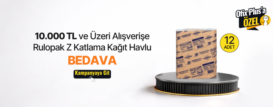 10.000 TL ve Üzeri Alışverişinize Rulopak Z Katlama Kağıt Havlu 2 Katlı 21 x 22.5 cm 200 Yaprak - 12 Adet BEDAVA!