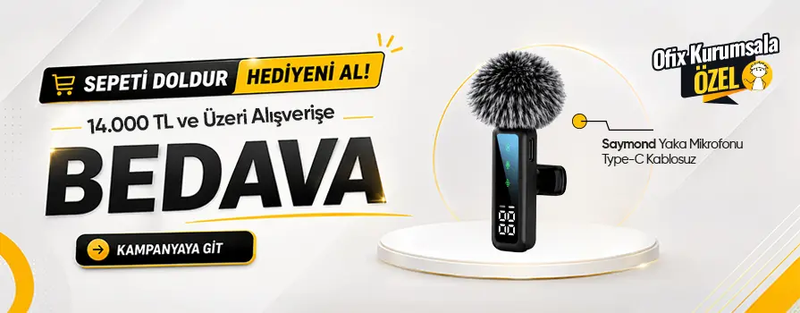14.000 TL ve Üzeri Alışverişinize Saymond Yaka Mikrofonu Type-C Kablosuz BEDAVA!