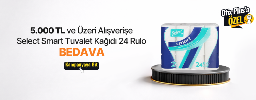 5.000 TL ve Üzeri Alışverişinize Select Smart Tuvalet Kağıdı Çift katlı 140 Yaprak 17.5 m - 24 Adet BEDAVA!