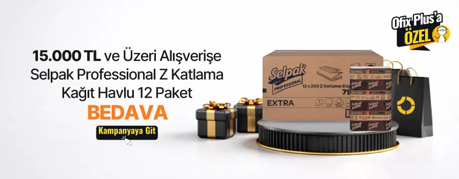 10.000 TL ve Üzeri Alışverişe Selpak Professional Extra Z Katlama Kağıt Havlu Çift Katlı 200 Yaprak - 12 Paket BEDAVA!