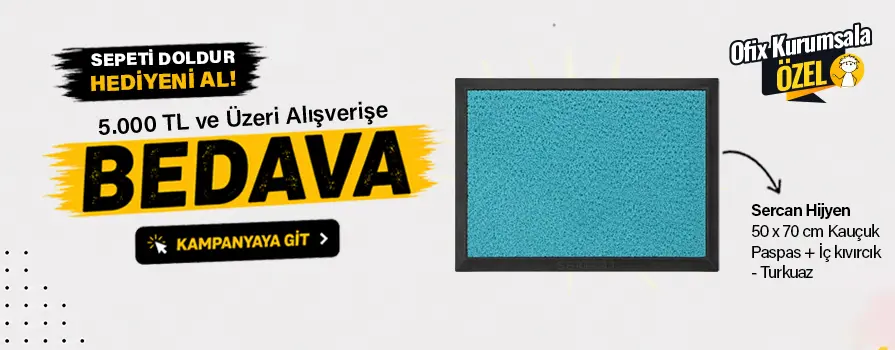 5.000 TL ve Üzeri Alışverişinize Kauçuk Paspas BEDAVA!