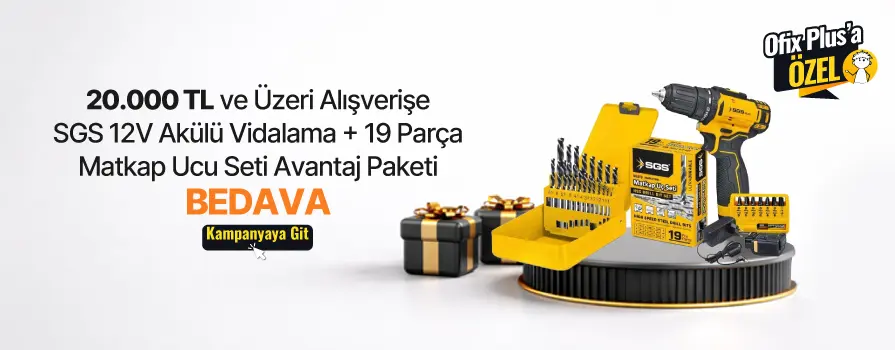 20.000 TL ve Üzeri Alışverişe SGS 12V Akülü Vidalama + 19 Parça Matkap Ucu Seti Avantaj Paketi BEDAVA!