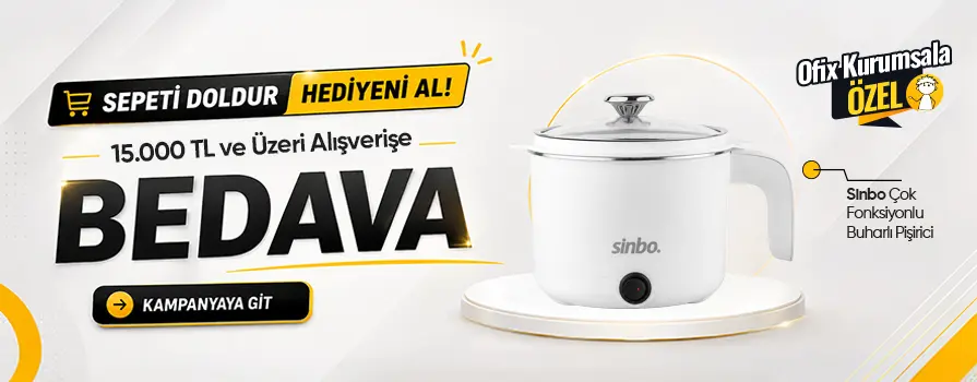 15.000 TL ve Üzeri Alışverişinize Sinbo Çok Fonksiyonlu Buharlı Pişirici BEDAVA!