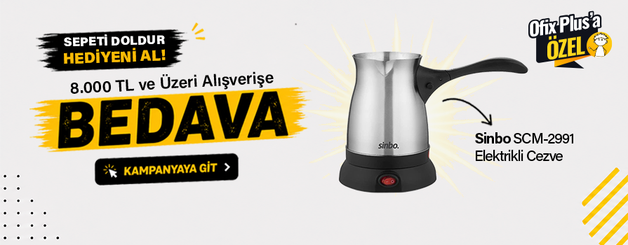 7.500 TL ve Üzeri Alışverişinize Sinbo Elektrikli Cezve Türk Kahvesi Makinası (KATLANIR KULPLU) BEDAVA!