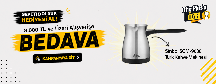 7.500 TL ve Üzeri Alışverişinize Sinbo Elektrikli Cezve Türk Kahvesi Makinası (KATLANIR KULPLU) BEDAVA!