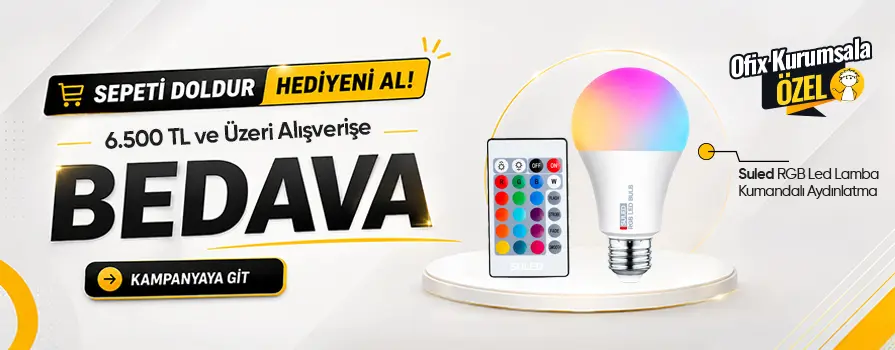 6.500 TL ve Üzeri Alışverişinize RGB Led Lamba Kumandalı Aydınlatma BEDAVA!