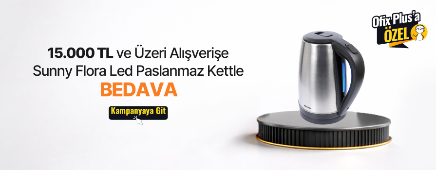 15.000 TL ve Üzeri Alışverişinize Sunny Flora Led Paslanmaz Çelik Kettle BEDAVA!