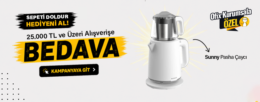 25.000 TL ve Üzeri Alışverişinize Sunny Pasha Çaycı - Beyaz / Gri BEDAVA!