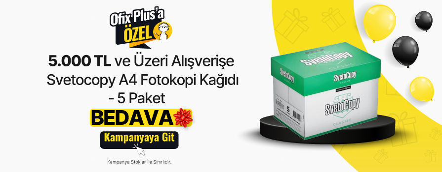 5.000 TL ve Üzeri Alışverişe Svetocopy A4 Fotokopi Kağıdı 80 g/m² 500 Yaprak x 5 Paket BEDAVA!