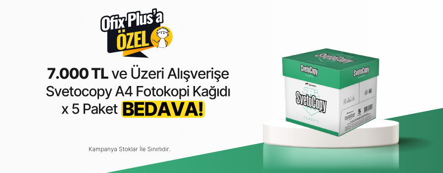 7.000 TL ve Üzeri Alışverişe Svetocopy A4 Fotokopi Kağıdı 80 g/m² 500 Yaprak x 5 Paket BEDAVA!	