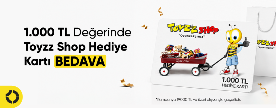 Ağustos Ayı’nda 19.000 TL ve Üzeri Alışverişe 1.000 TL Değerinde Toyzz Shop Hediye Kartı Bedava!