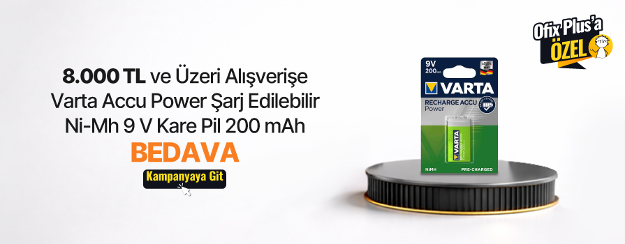 8.000 TL ve Üzeri Alışverişe Varta Accu Power Şarj Edilebilir 9 V Kare Pil 200 mAh BEDAVA!
