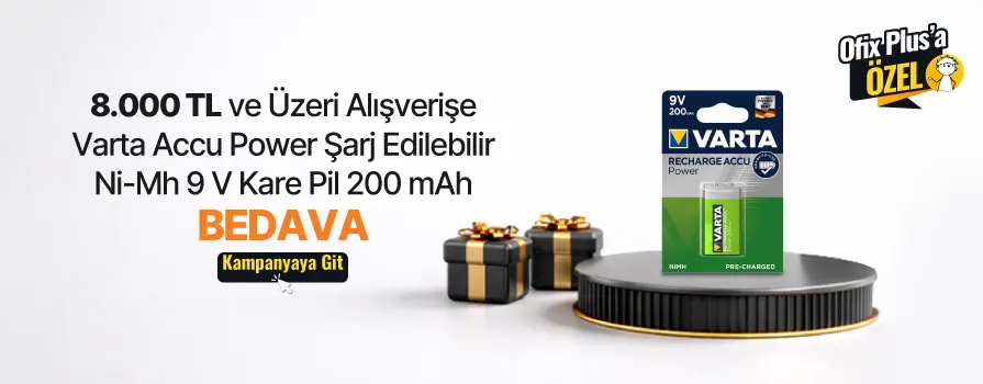 8.000 TL ve Üzeri Alışverişe Varta Accu Power Şarj Edilebilir 9 V Kare Pil 200 mAh BEDAVA!