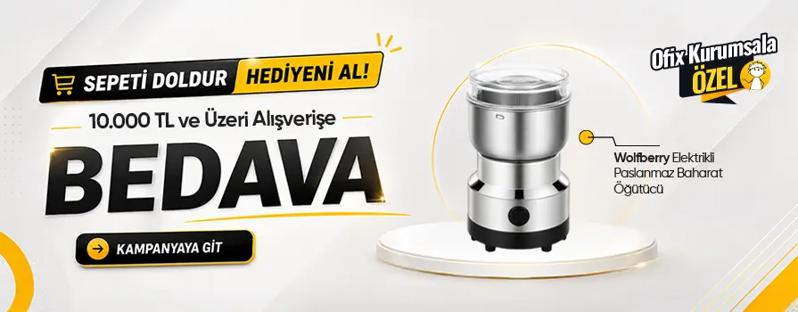 10.000 TL ve Üzeri Alışverişinize Elektrikli Paslanmaz Baharat Öğütücü BEDAVA!