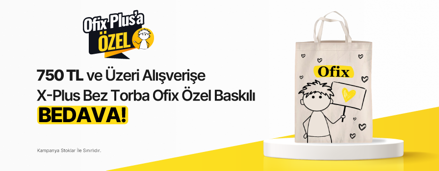 1.250 TL ve Üzeri Alışverişe X-Plus Bez Torba Ofix Özel Baskılı BEDAVA!