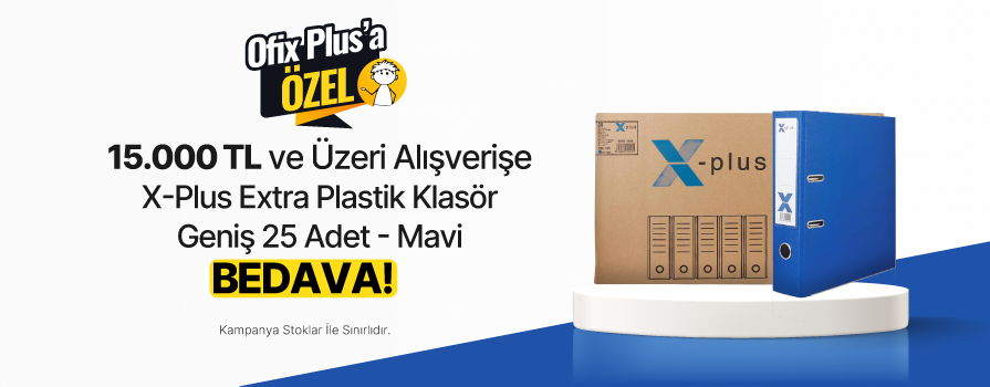 15.000 TL ve Üzeri Alışverişe X-Plus Extra Plastik Klasör Geniş 25 Adet - Mavi BEDAVA!	