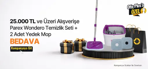 25.000 TL ve Üzeri Alışverişe Parex Wondero Kirli Temiz Suyu Ayıran Temizlik Seti ve 2 Adet Mop BEDAVA!HERO