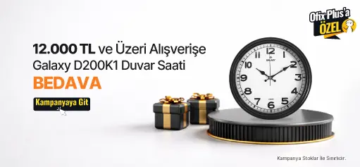 12.000 TL ve Üzeri Alışverişe Galaxy Duvar Saati ABS Çerçeve - Siyah BEDAVA!HERO