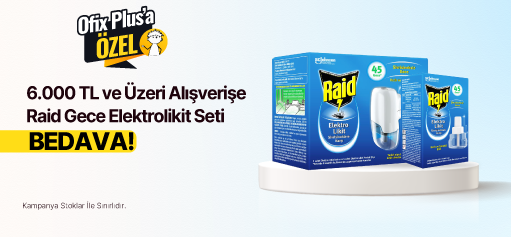 6.000 TL ve Üzeri Alışverişe Raid Gece Elektrolikit Sineksavar 45 Gece + Yedek BEDAVA!