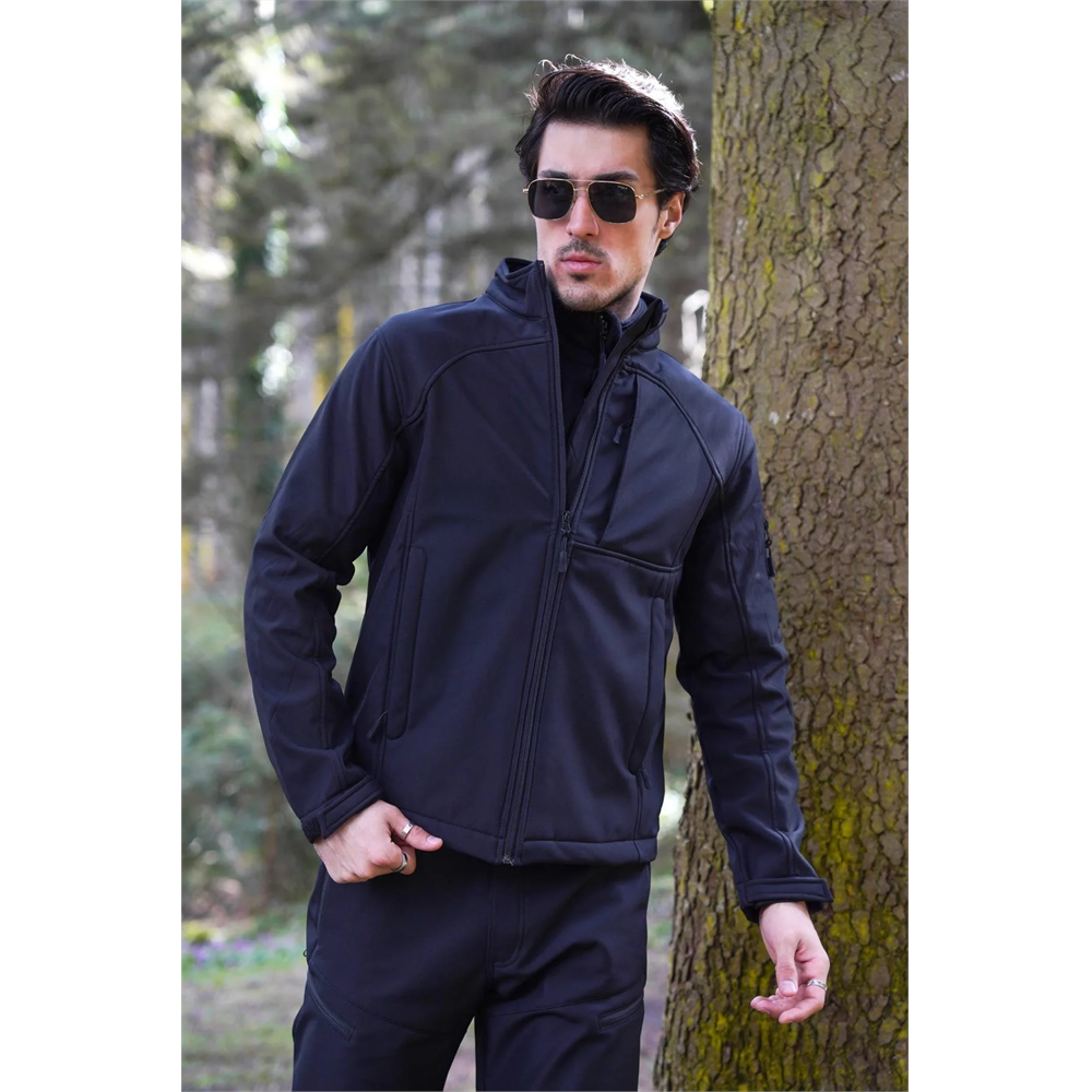 Fiyort FY81 Logan Softshell Mont Su Geçirmez Rüzgar Korumalı, Dayanıklı Erkek Ceket SİYAH S