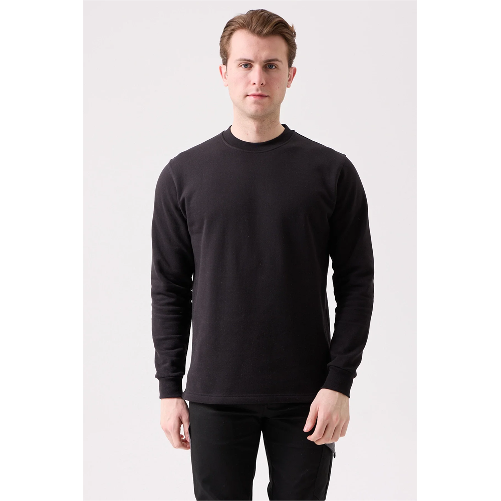 Galanthus Basic Sweatshirt - Uzun Kollu, Pamuklu, Rahat Kesim, Günlük ve İş Kullanımı İçin SİYAH S